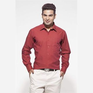 mens maroon formal full sleeve cotton shirt